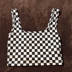 SHEIN Black and White Checkered Crop Top
